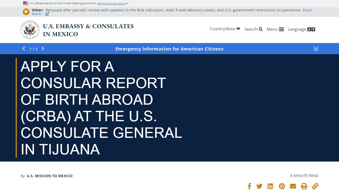 Apply for a Consular Report of Birth Abroad (CRBA) at the U.S ...